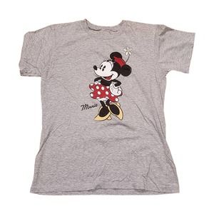Disney Junior's Classic Minnie Mouse Graphic Print Gray T-Shirt Size Large